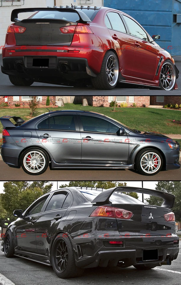 For 2008-17 Mitsubishi Lancer EVO 10 X Style Painted Blk Rear Trunk Spoiler Wing - Image 4 of 4