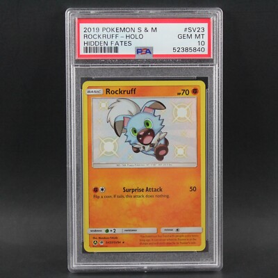 PSA 10 Rockruff SV23 Shiny Holo 2019 Pokemon Sun & Moon Hidden Fates Graded  Card | eBay