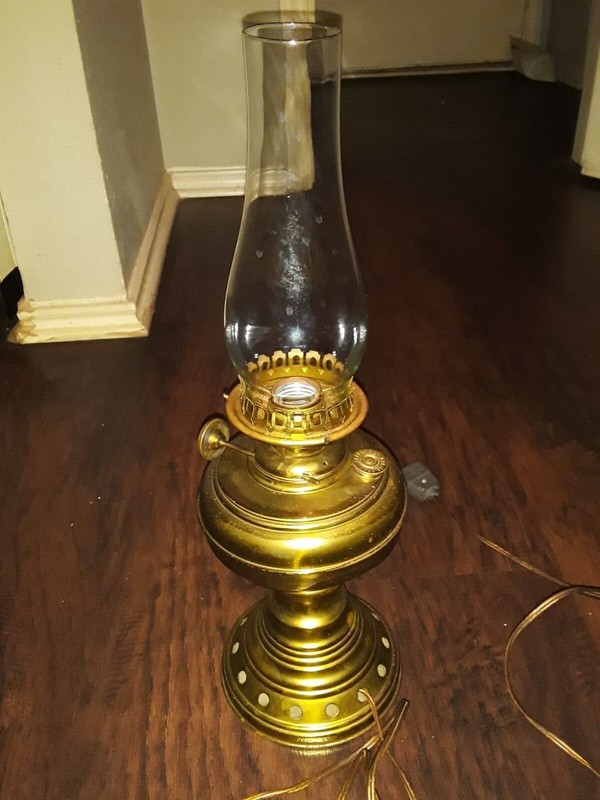 Antique Brass Home Argand Lamp Oil Lamp Lantern Converted To Electric May 1885