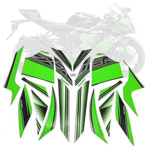 Green For Kit Kawasaki Ninja ZX6R 636 2013-2017 Bodywork Decal Stickers 14 15 16