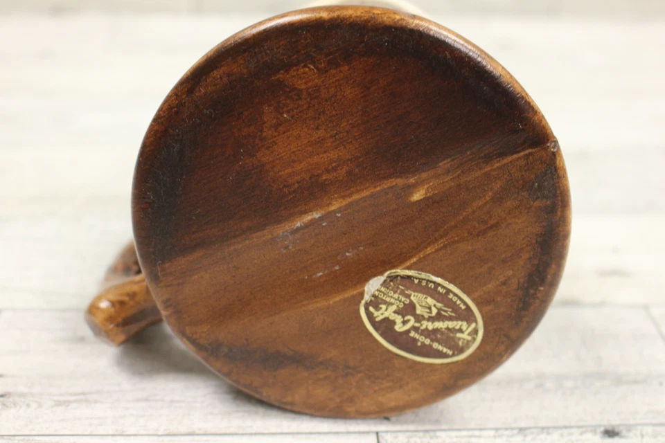 Taza de cerveza Treasure Craft con aspecto de barril de madera Stein - Manzana roja amarilla - Usada Foto 4 de 4