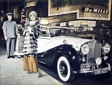 8x10 Print Edit Adams Outside DeMille Theatre Posed with Her Rolls Royce #CDEA