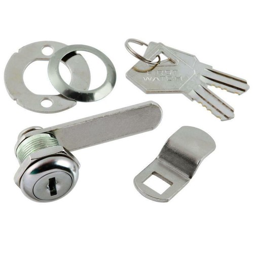 5/8" Keyed Cabinet & Drawer Lock, 1/4" Max Thickness, Polished Chrome #1358 - 第 1/2 張圖片