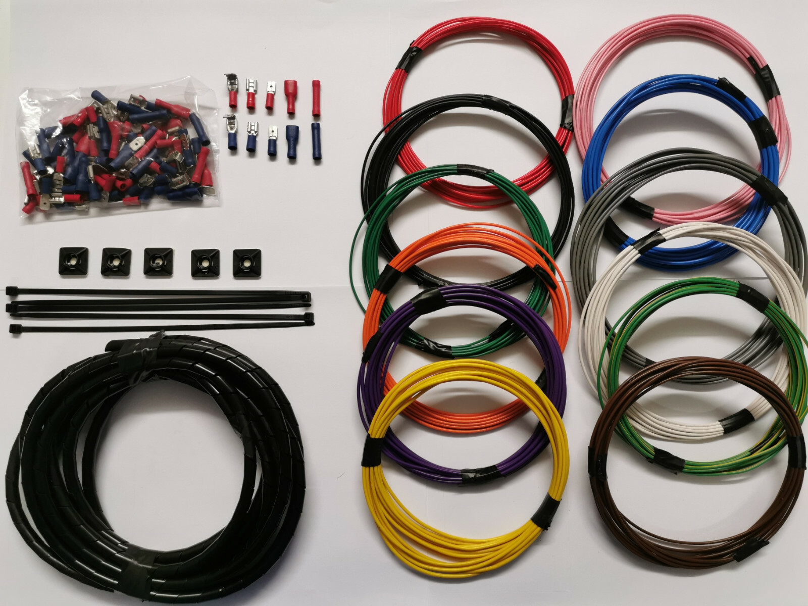 12 x 5m automotive cable & crimps wiring loom kit car van camper boat bike 12v eBay