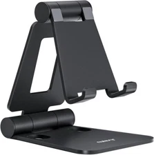 Nulaxy Dual Folding Cell Phone Stand, Fully Adjustable & Foldable Desktop Holder