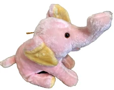 Vintage Dan Brechner Stuffed Animal Plush PInk Elephant 1980s Korea 15"