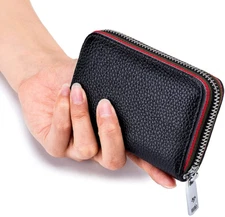 Mens RFID Blocking Leather Bifold Wallet Credit Card ID Holder Zip Around Purse