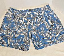 Volcom Board Shorts Men  s Large Blue Floral Swim Trunks Drawstring Surf Beach