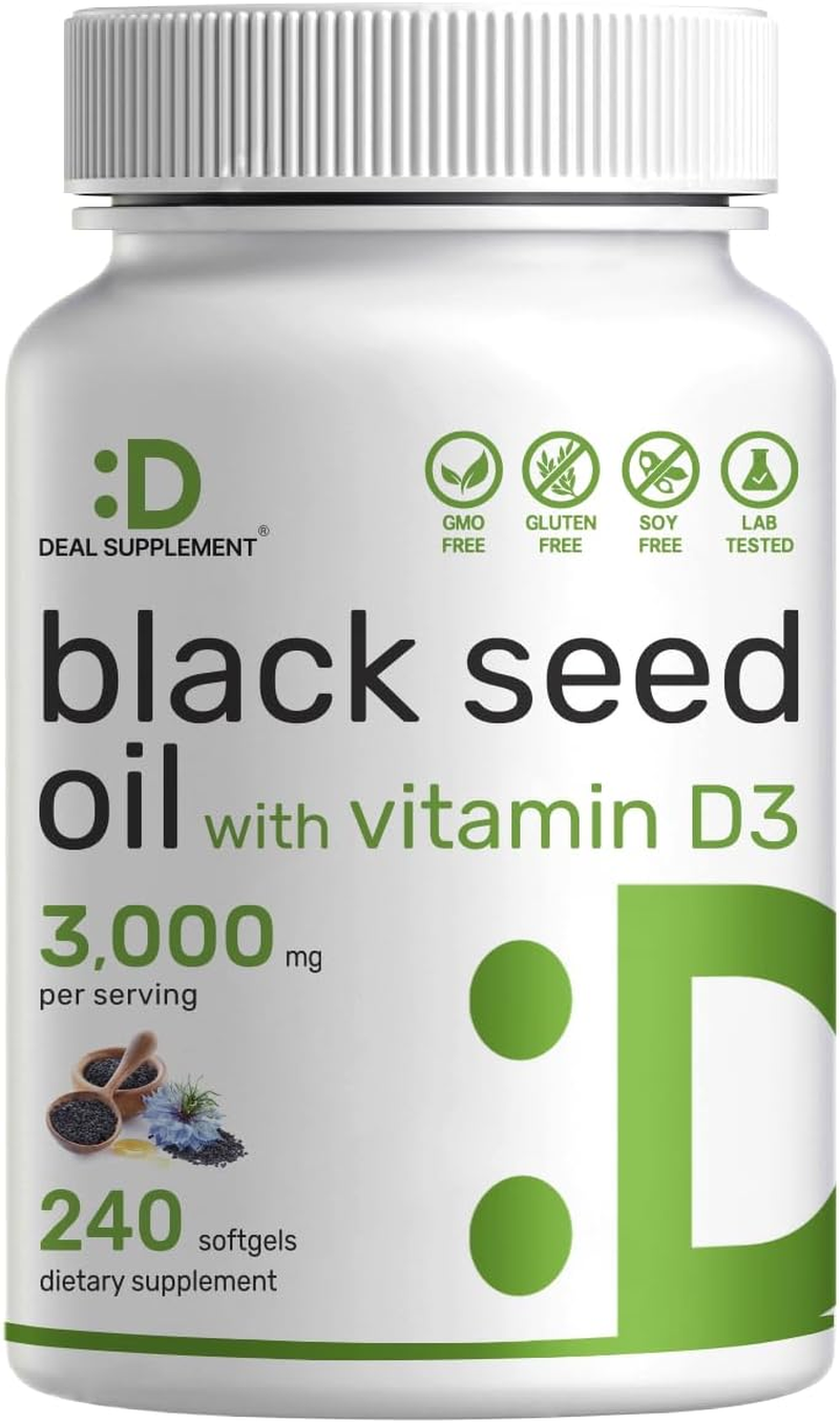 Black Seed Oil, 240 Softgels – Cold-Pressed Nigella Sativa, Naturally Occurring