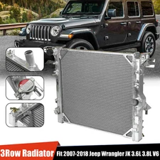 3 Row Aluminum Core Radiator For 2007-2018 Jeep Wrangler JK 3.6L 3.8L V6 Engine