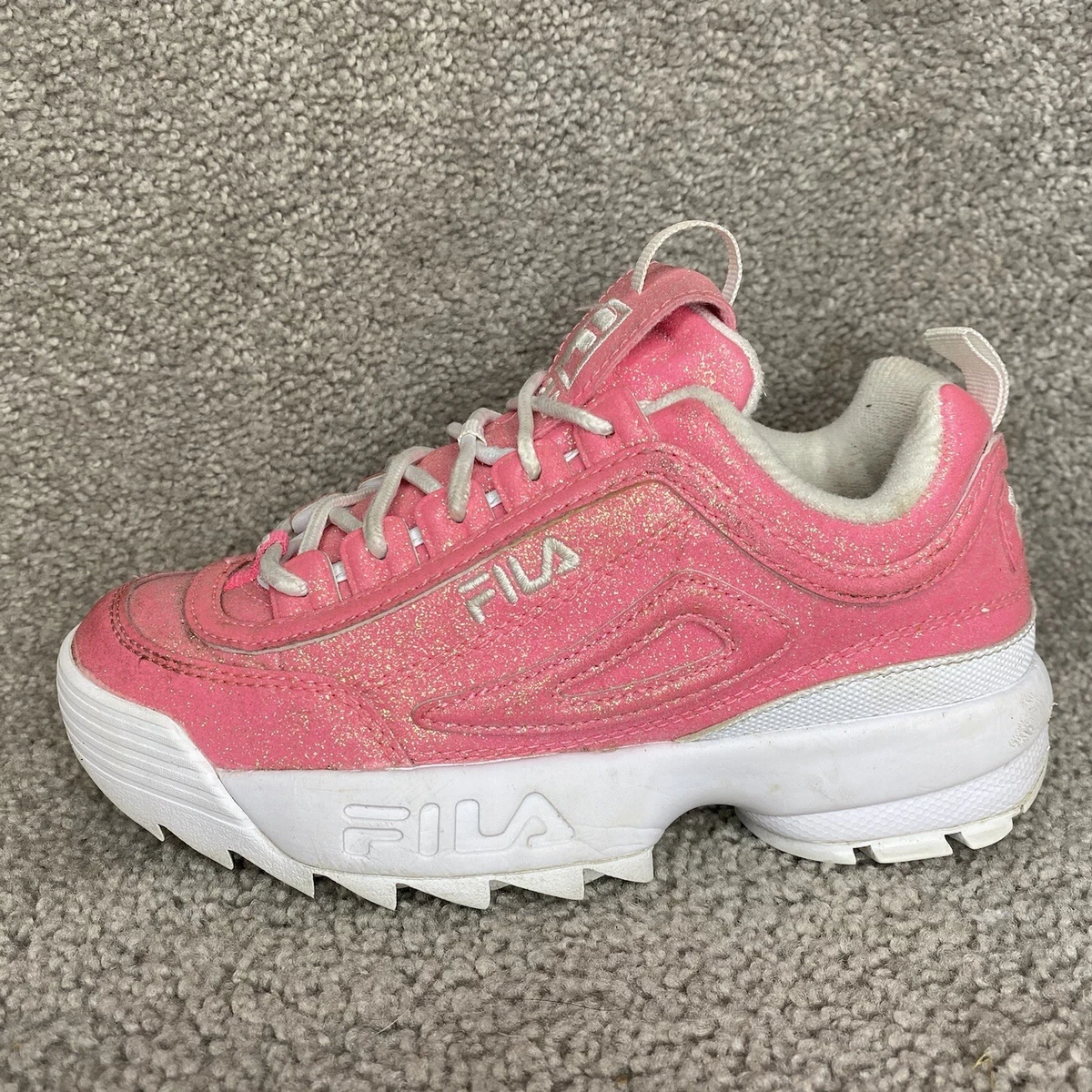 binnenkomst Smeren gips Fila Disruptor 2 Pink Glitter Chunky Shoes 3XM01269-661 Sneakers YOUTH US  Size 4 | eBay