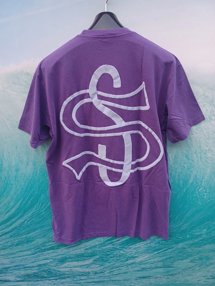 STUSSY Big Leauge "S" PIGMENT DYED TEE Short Sleeve Tee Purple XXL Rare #0757 - Image 2 of 3