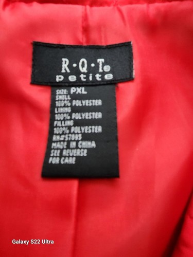 R.Q.T. Wms Sz PXL Red Color Lt Weight Quilted Belted Jacket R7 - Picture 13 of 24