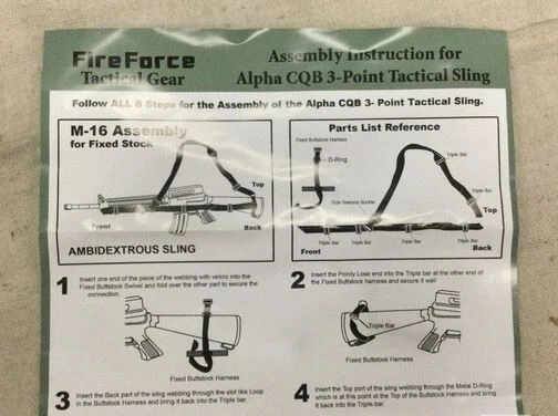 Eslinga táctica de 3 puntos Fire Force Alpha CQB ambidiestra negra Foto 2 de 4
