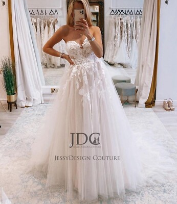 Flowly Glitter Tulle Wedding Dress Bridal Gown Custom made Plus Size Blush  Ivory | eBay