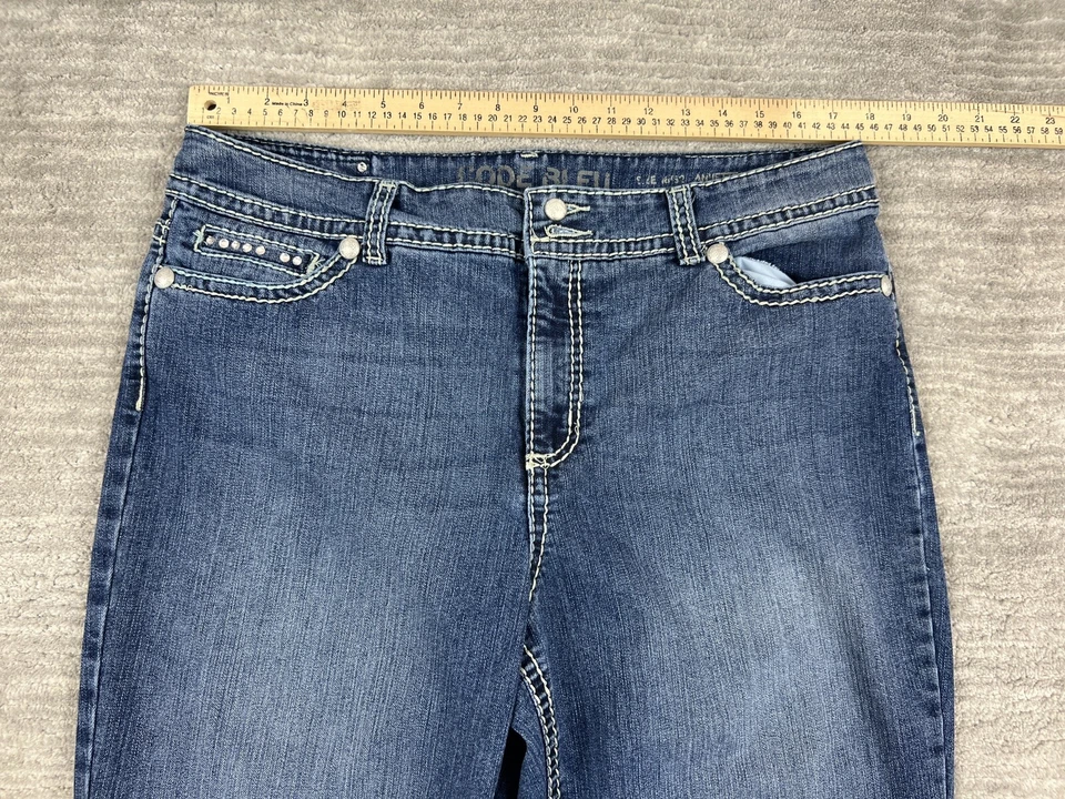 Code Bleu Jeans Womens 16 Blue Annette Stud Embroidery Sequin Back Flap Pockets - Image 4 of 4