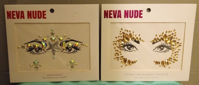 NEW LOT OF 2 NEVA NUDE FACE CRYSTAL SETS IRRIDESCENT & GOLD NIP