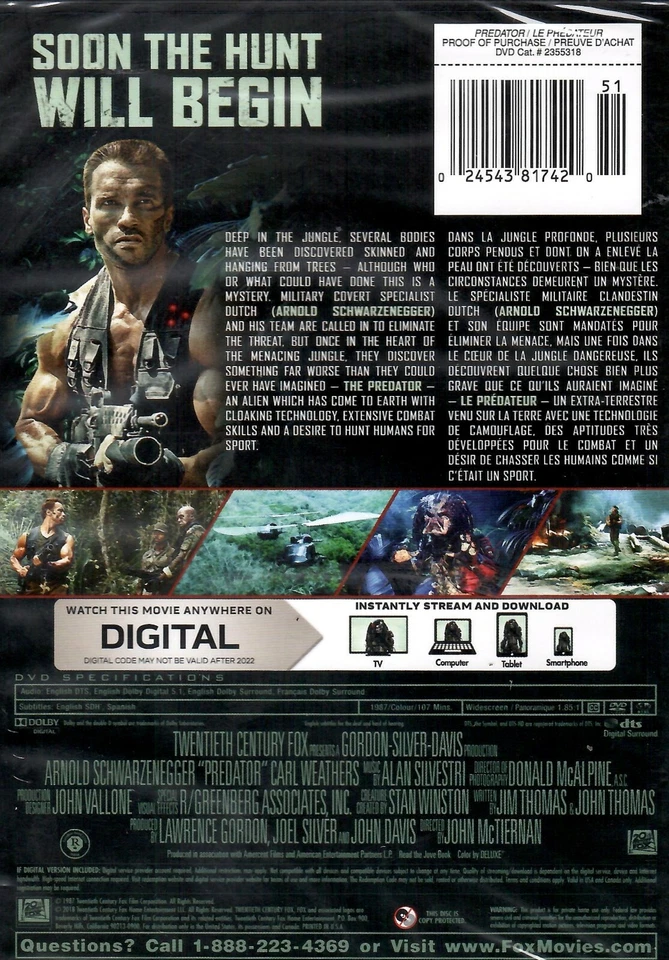 Predator  -  Schwarzenegger , Carl Weathers, Jesse Ventura  -- New DVD - Image 2 of 2