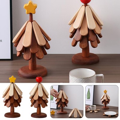 Faltbar Holzbaum-Untersetzer Schwarze Walnuss Isolier matte  Für Home Kitchen