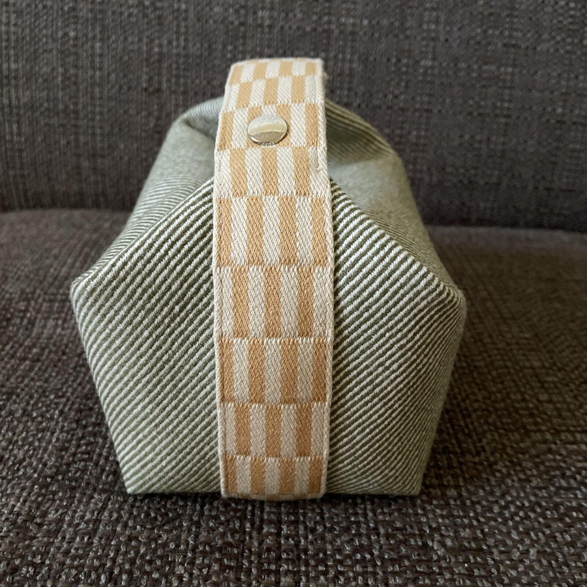 【HERMES】Small Bride-A-Brac H Natte Case Wool & Vert Foret HERMES Wool Small Bride-A-Brac H Natte Pouch Vert Foret