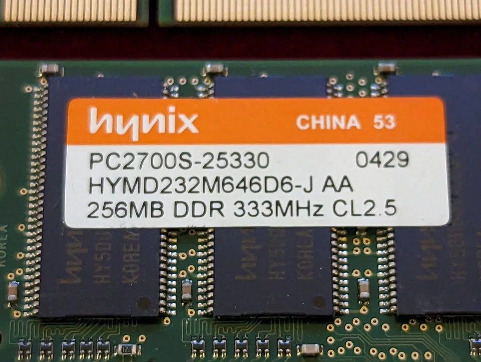 HYNIX 512 MB LAPTOP RAM, 333 MHz DDR1 PC2700S-25330, HYMD232M646D6-J AA, 200 PIN - Image 3 of 4
