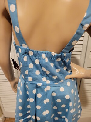 IXIA Blue Polka Dot Dress w/ Pockets Rockabilly Retro 50s Made in USA Large  | eBay