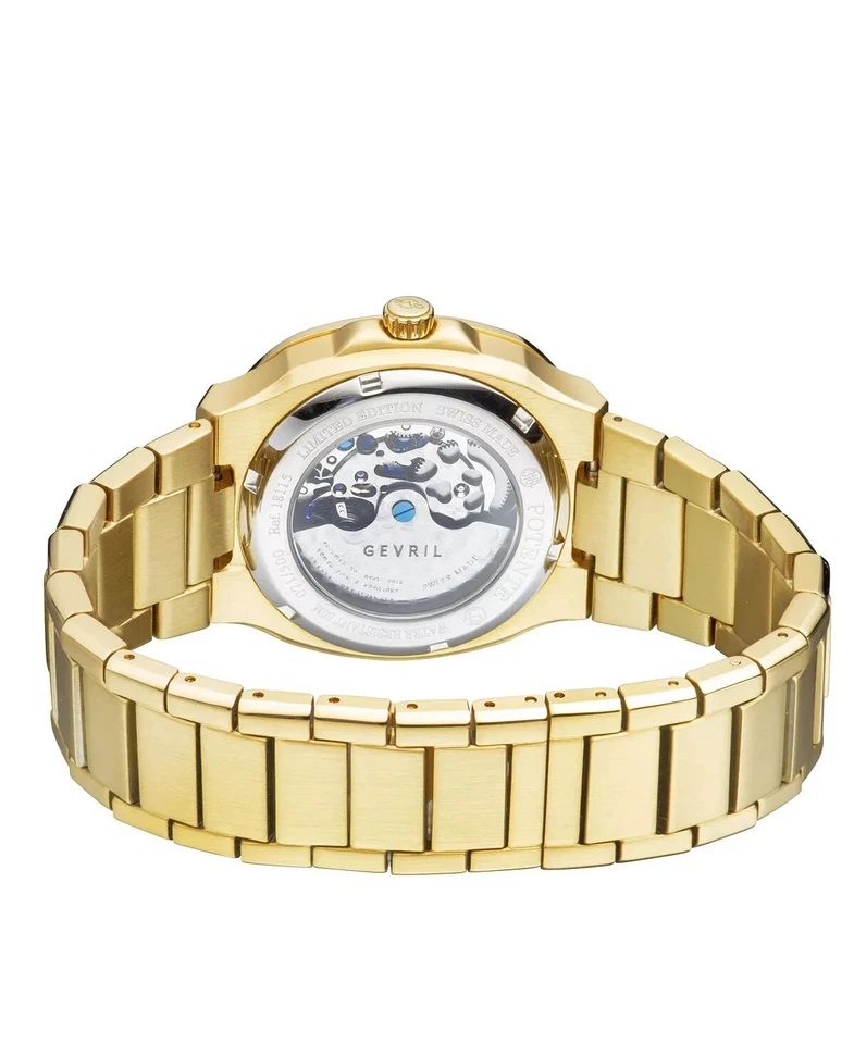 Reloj GV2 by Gevril Para Hombre 18115 Potente Automático Suizo Esquelético Dorado IP Foto 3 de 4