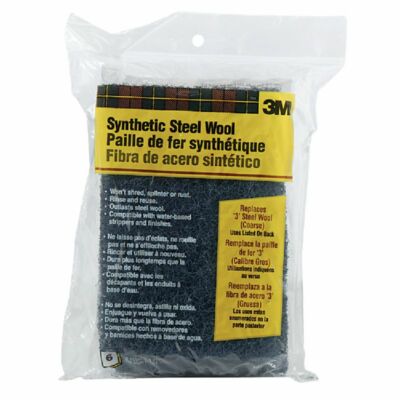 (6-6/pk)- 3M #3 Synthetic Steel Wool 2'' x 4'' pads.  Model: 10115NA