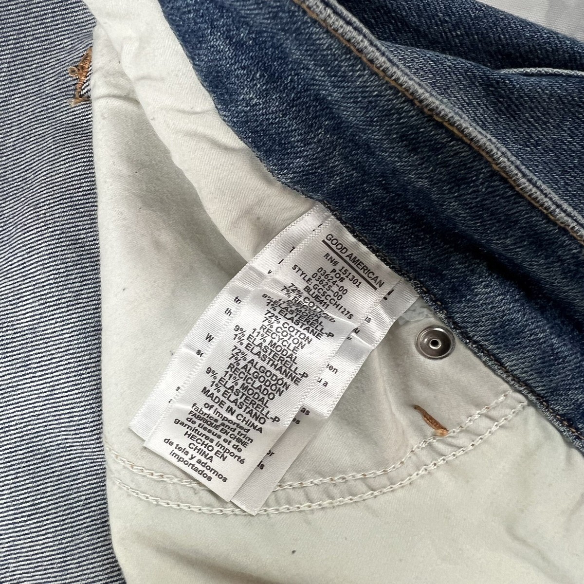 Good American Good Curve Skinny Crop Jeans Plus Size 24 Distressed