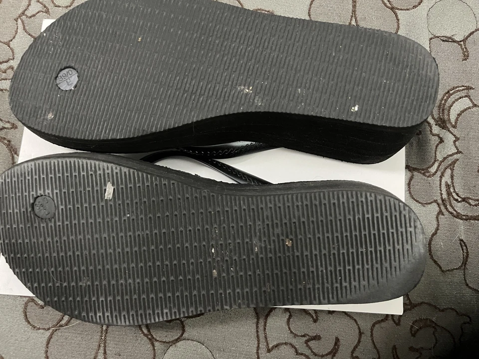 Chanclas HAVAIANAS - Negro Delgado Cuña CRISTAL Flor - Talla 9/10 39/40 - Sandalias Foto 4 de 4