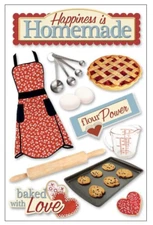 PAPER HOUSE 3D STICKERS - HOMEMADE - 11 PIECES, Apron, Baking, Tart, Utensils