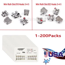 AZDENT Dental Ortho Brackets Mini Roth Slot.022/018 Hooks 3-4-5 Metal Braces