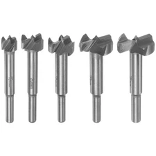 5pcs Forstner Bit Set 15mm-35mm Dia Round Shank HSS Metric Forstner Drill Bits