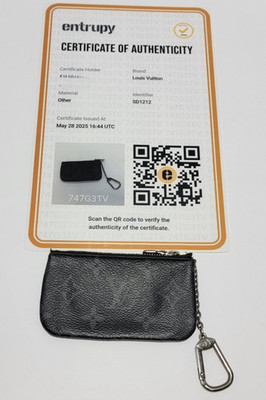 LOUIS VUITTON Monogram Eclipse Coin Purse Key Pochette W/ Entrupy Certificate