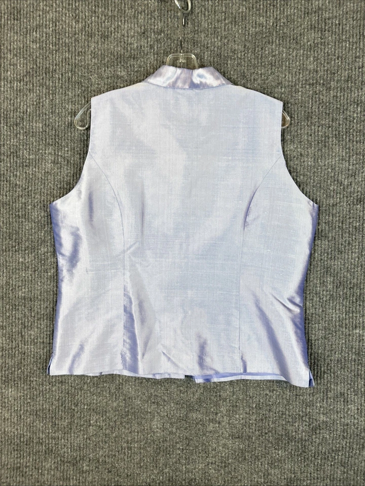 Camisa Silkland para mujer 100 % seda sin mangas con botones delanteros talla XL púrpura bordada Foto 2 de 4