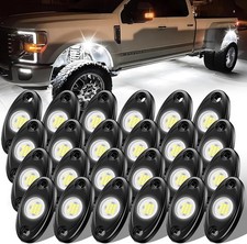 24 Pods White Rock Lights, 6000K Pure White Super Bright Wide Angle IP68 Waterpr