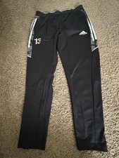 ADIDAS 3 Stripe Mens Large Primeblue Black Track Pants Soccer Basketball Joggers