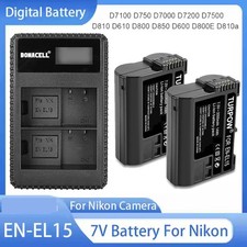2 batterie 2800 mAh EN-EL15 + caricabatterie per fotocamera Nikon D7000 batterie digitali DHL