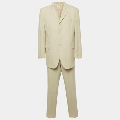 Dolce Gabbana Cream Gabardine Regular Suit XXXL