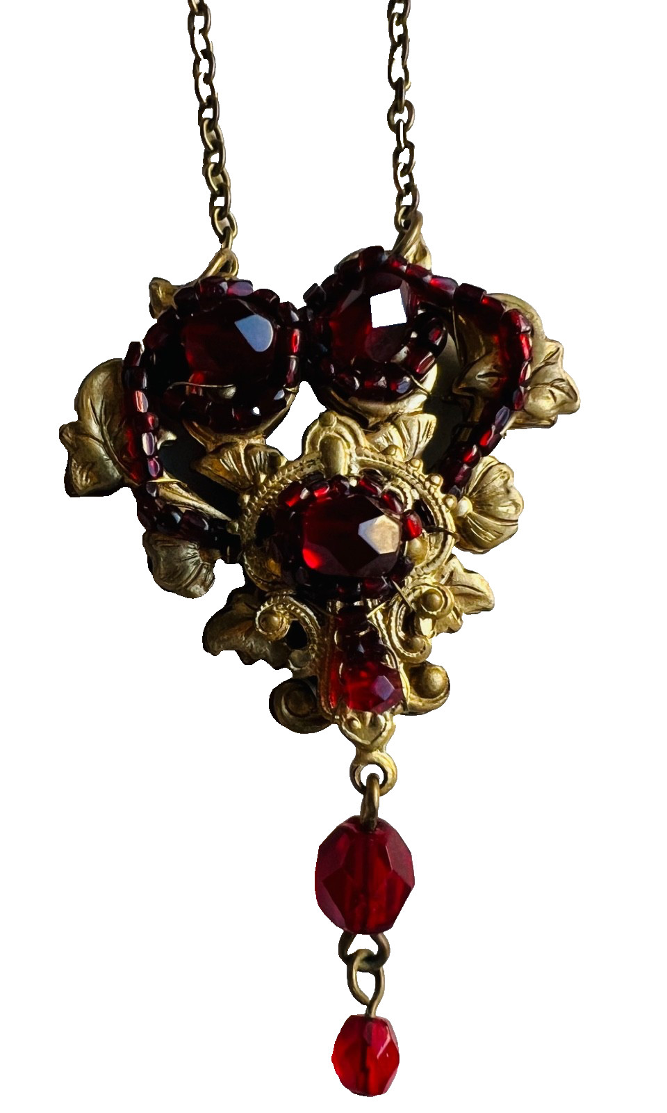 Antique Red Gemstone Elegant Statement Necklace - image 2