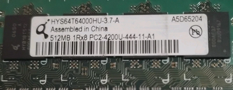 Infineon HYS64T64000HU DDR2 SDRAM PC2-4200 DDR2-533 - Image 2 of 2