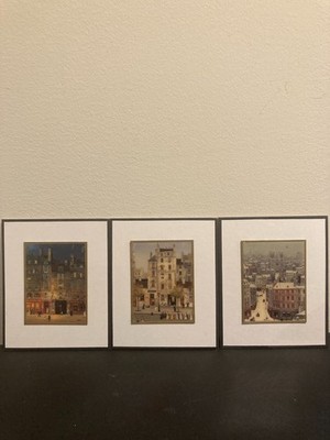 Michel Delacroix Paris Scenes Set of 3 Small Framed Art Prints Wall Plaques 6x4
