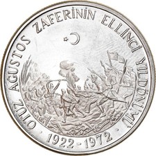 [#907711] Coin, Turkey, 50 Lira, 1972, Proof, MS(60-62), Silver, KM:901