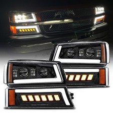 DRL LED Headlights Assembly Turn Signal Lamps For 2003-2006 Chevy Silverado 1500