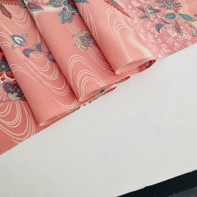Songbird Harmony #B 15x61 LONG Vintage Japanese Kimono Silk Fabric RW95