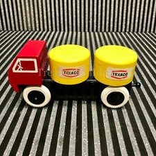Rare Vintage Brio wooden Red w/ Yellow tanks Texaco Tanker Truck Made in Sweden