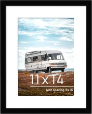 PEALSN 11x14 Picture Frame, Display Pictures 8 x 10 with Mat or 11x14, Black 