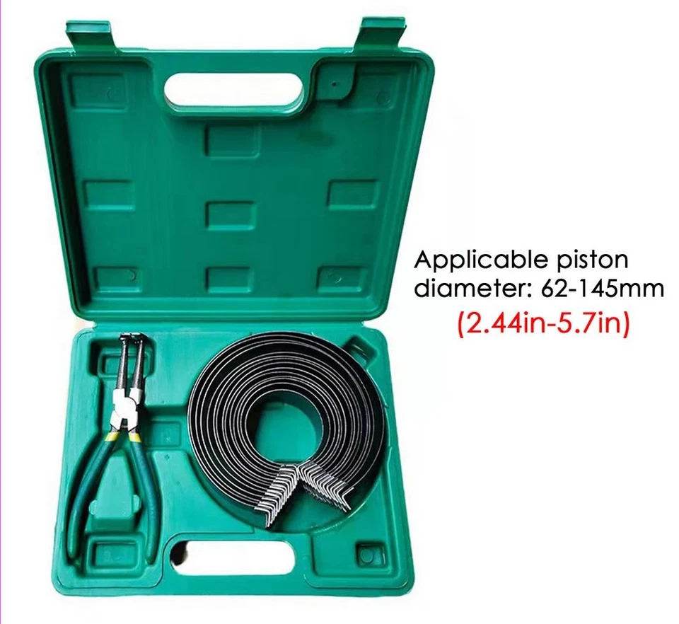 Engine Piston Ring Compressor Tool Set For Car Truck Auto With Pliers & 14 Bands - Image 4 of 4