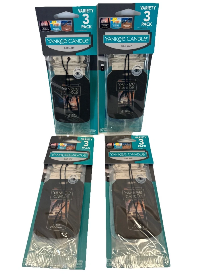 12 Variety Pack Scent Yankee Candle Car Jar Air Freshener 4 Cards Of 3 = 12 - Image 2 of 4