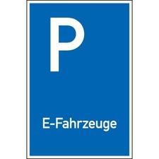 Schild I Parkplatzschild E-Fahrzeuge, Kunststoff, spitze Ecken, 250x400mm